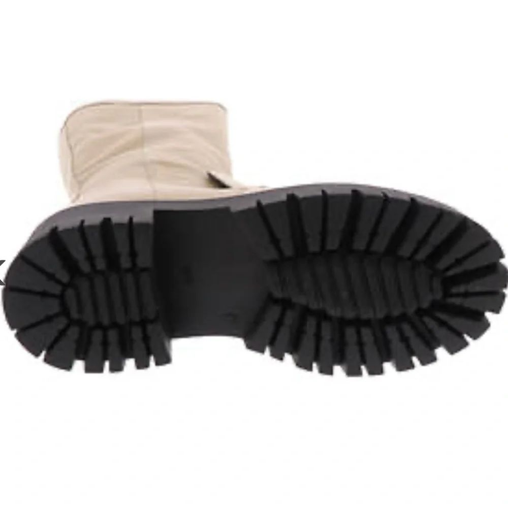 NWT NIB Free People Madison Leather Loafer Platform Boot Light Tan 38 Side Zip